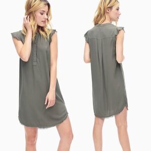 SPLENDID Henley Military Olive Fringe Hem Tunic Dress-S